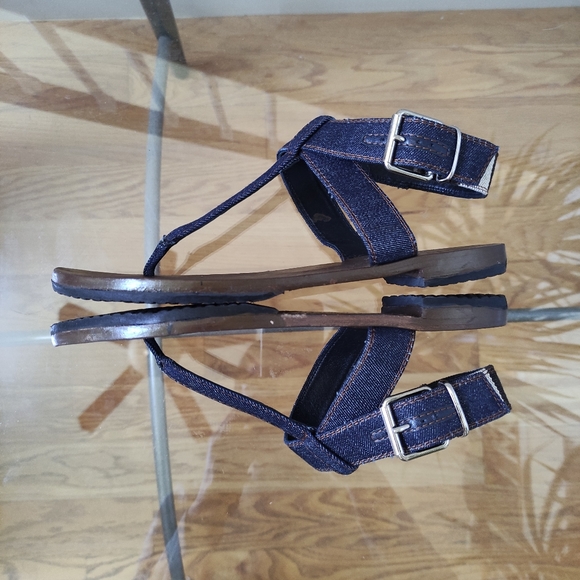 Burberry Canvas Plaid Check Ankle Strap Thong Sandals 38.5/8 - Picture 3 of 16